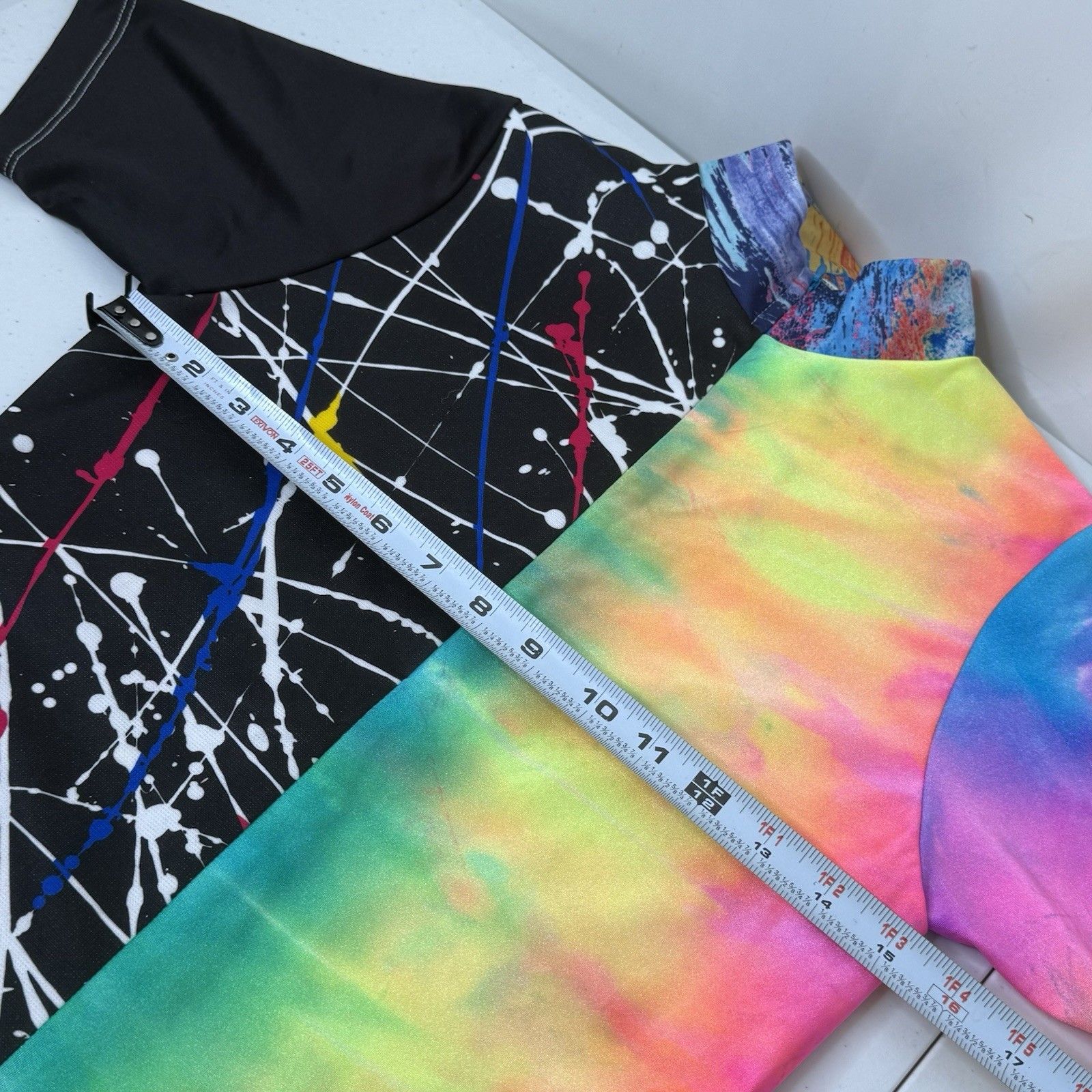 Conner Ives Reconstituted Bike Top M 1/4 Zip Rainbow Tie Dye Splatter Designer — image 6 of 8